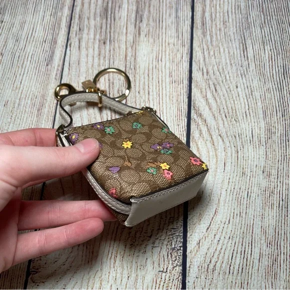 Coach Mini Val Duffle Bag Charm In Signature Canvas